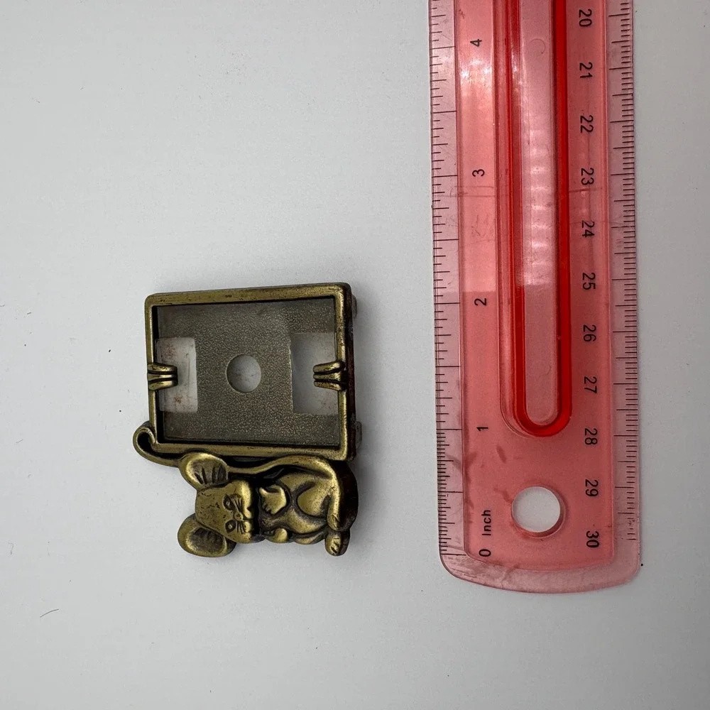 Vintage AMC Brass Mouse Picture Frame Figural Animal Made in USA Mini 2.25